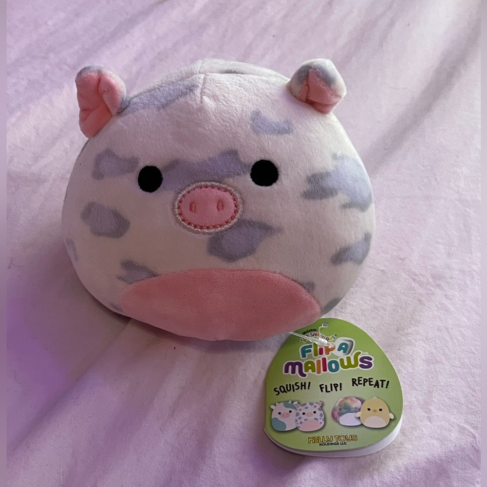 squishmallow flipamallow, cow and pig,